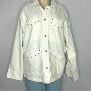 Universal Thread Studded Star Jacket W Large White Western Utility Shacket NWT